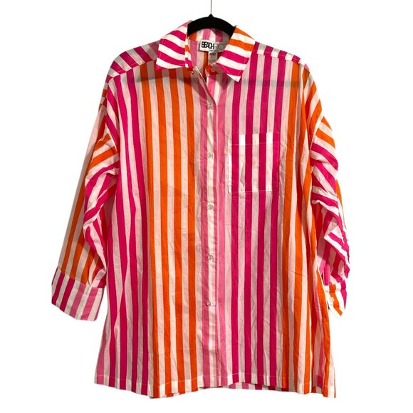 BEACH RIOT Women's Alexa Striped Button Down Top Swim Cover Up S/M - Picture 2 of 12